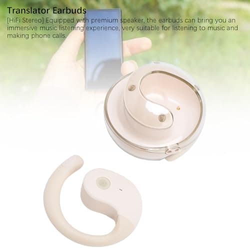 AI Translation Earbuds Real Time, Earhook Translation Earbuds 80 Languages 14 Accents Translator Device Noise Cancelling Bluetooth Earphone for Travel Business Meeting Learning — view 4