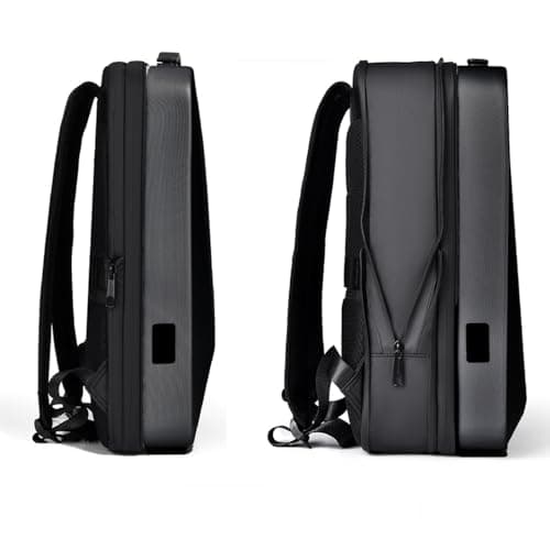 Slim Hard Shell Laptop Backpack with USB Charging Port and combination lock, Lightweight Laptop Rucksack For 15.6 inch,Waterproof Business Work backpack For Men Women Casual Travel (Black) — view 4