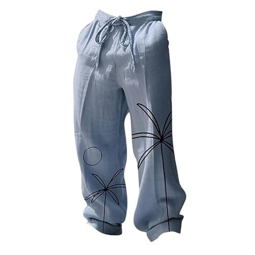 Mens Beach Pants Loose Fit, Thin Summer Fabric, Relaxed fit, mid Waist Design, Neat Drawstring, Practical Pockets, City Break, Travel Day, Garden Party, Coffee Run, Casual Friday Look