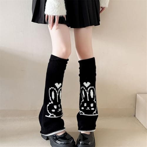 CAZSTYK Stretchy Stackable Long Leg Socks Rabbits Pattern Retro Fashion Soft Warm Legwear for Daily or Travel Wear and Layering Retro Acrylic Leg Warmer — view 4