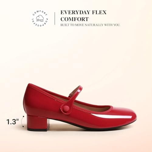 DREAM PAIRS Women's Low Heel Round Toe Slip On Dress Flats,Red,9 — view 6
