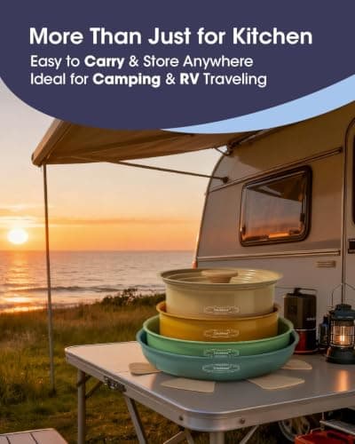 Stackbear 12 Piece Ceramic Cookware Set with Detachable Handle, Non Stick — view 3