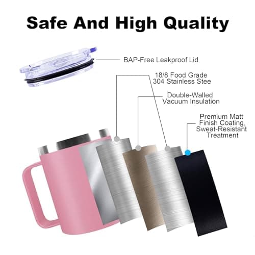 Byitin Insulated Coffee Mug 360ml, Thermal Travel Cup with Handle — view 4