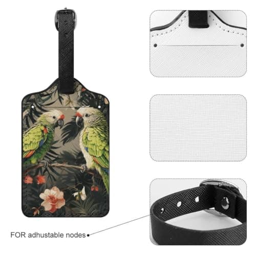 Parrots Olive Luggage Tags with Id Card & Adjustable Strap — view 4