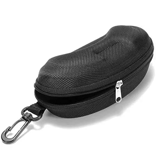 Heshebuy 2 Pcs EVA Glasses Case, Zipper Hard Sunglasses Cases Portable Travel Eyeglasses Cases with Plastic Hook (Black) — view 3