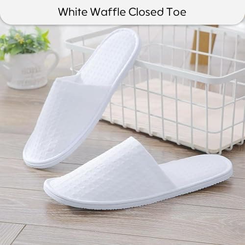 Defresit 20 Pairs of Hotel Slippers, Waffle Closed Toe,Disposable Deluxe Closed Toe Spa Slippers, Flat White House Shoes Washable and Foldable Winter Slippers for Spa, Party Guest and Travel — view 5