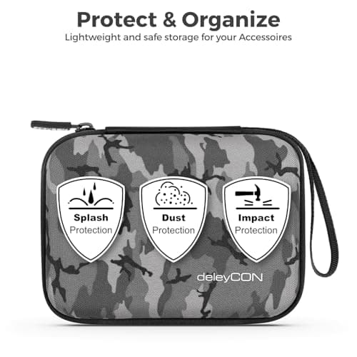 deleyCON Travel Accessories Organiser Bag Felt Small - Hard Case with Dividers - for Electronics, Charger, Power Supply, Cable, Car, Travel Accessories, Hair Clipper, Camera, Tools - Camouflage — view 6