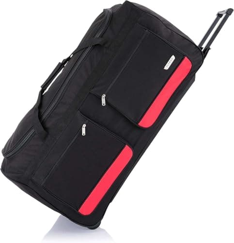 Flymax 32" Large Suitcase Lightweight Wheeled Duffle Bag Holdall Check in Luggage Travel Bag 3kg 114L Red