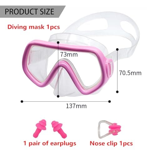 DAVBNM Snorkel Mask for Kids, Swimming Goggles with Nose Cover, No Leak 180° View Diving Mask with Nose Clip and Earplugs, Scuba Diving Goggles Anti-Fog for Children Aged 4-15 — view 2