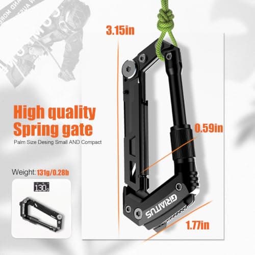 Locking Carabiner Clip 8 and 1 Multi Tool Heavy Duty Keychain Cool Pocket Gadgets Gifts for Men Cool Pocket Gadgets Outdoor Hiking Camping Essentials — view 5
