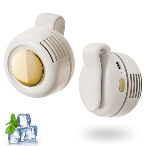 Portable Small Clip On Fan, Wearable Mini Waist Clip Fan for Clothes Body | Rechargeable Silent Bladeless Fan, with 3 Speeds, Hands-Free Cooling Neck Wearable Fans, for Outdoor Travel Office Household