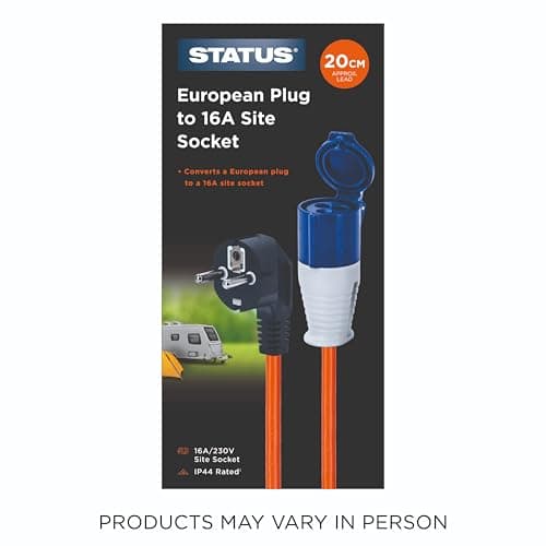 Status UK to European Plug Adaptor, 16A Site Socket, 20cm — view 6