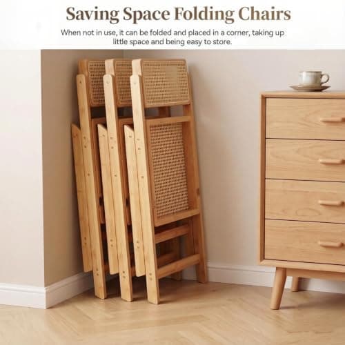 Warmiehomy Rattan Folding Kitchen Dining Chairs Set of 4, Installation-Free — view 6