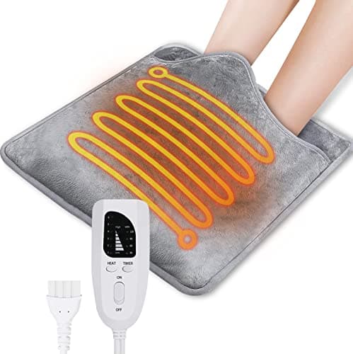 Cuplu 40x40 Electric Foot Warmer, Auto Shut Off - Washable Electric Feet with 6 Heat Levels 4 Timers, Warmer Fast Heating Pad Cushion for Foot, Back and Full Body for Women Men(Gray)