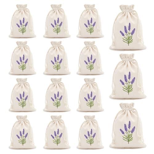 Lavender Bags, 15 Pack Lavender Sachets, Empty Muslin Bags(10 x 15 cm)