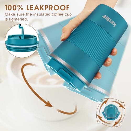Travel Mugs,KETIEE 380ml Insulated Coffee Cup with Leakproof Lid,Reusable Double Walled Coffee Mug,Stainless Steel Thermal Cup for Hot Cold Drinks,Blue — view 3