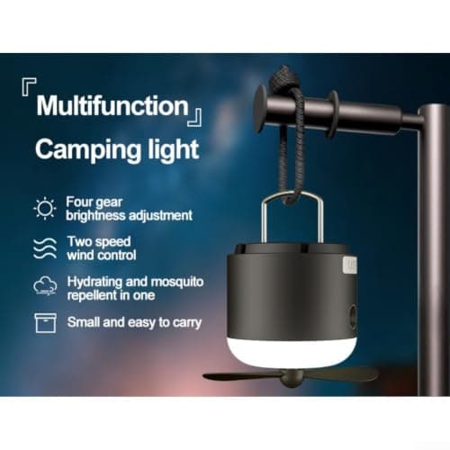 Portable Tent Fan Light ABS Silicone Stainless Steel Build — view 5