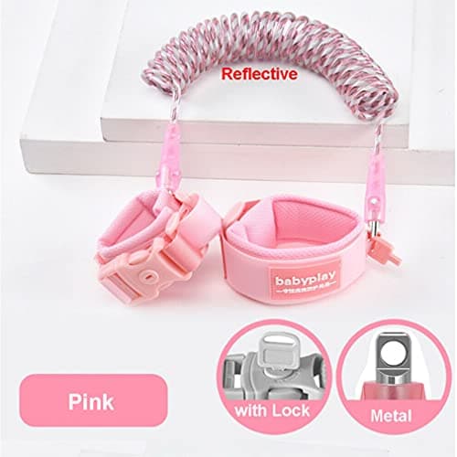 Anti Lost Belt/Locked Anti-Lost Child Safety Wrist Link, 360 Degree Rotating Joint Reflective Children Wrist Reins Safety Adjustable 1.5M Toddler Wrist Strap for Walking(Pink) — view 3