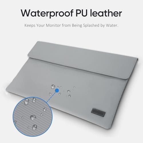 ARZOPA 16.1" Portable Monitor Sleeve Bag PU Leather Storage Case for Travel Monitor Laptop, Waterproof Material, Bottom Layer Material, Soft Lining, Can Be Rolled Up For Storage, Easy To Carry (Grey) — view 4