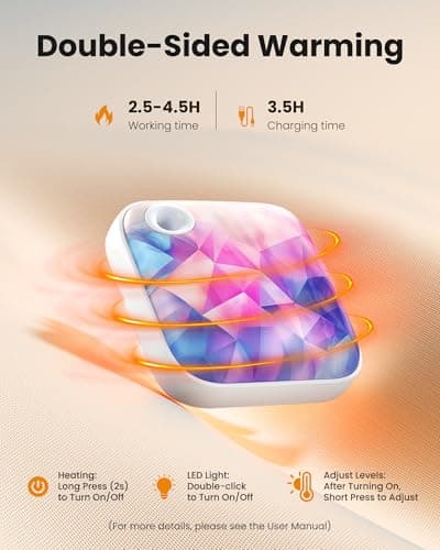 Gaiatop Rechargeable Hand Warmer with Light, Double-Sided Heating — view 3