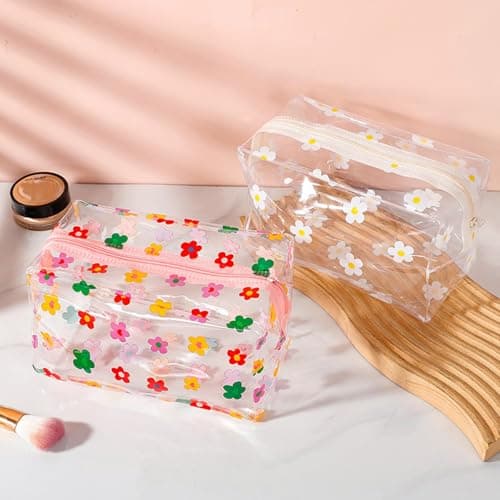 3 Pack Floral Print Clear Makeup Bags, Transparent Waterproof Cosmetic Pouch Organiser Set for Women Girls, PVC Toiletry & Storage Bags for Home, Travel, School​ — view 6