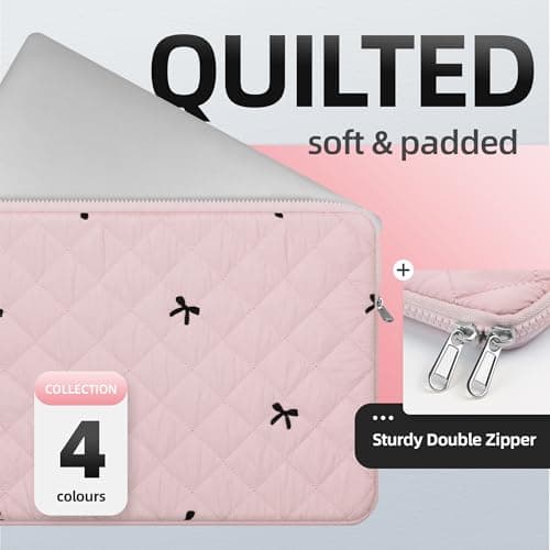 BAAGOAZ 13-14 Inch Laptop Sleeve MacBook Case with Embroidered Bows, Pink — view 2