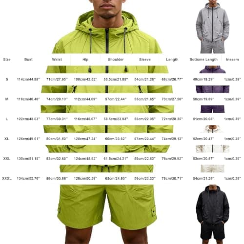 Mens Tracksuit 2 Piece Rain Jacket Cargo Shorts Set Waterproof Windbreaker — view 6