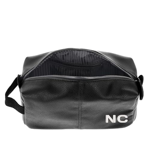 Personalised Black Leather Toiletry Wash Bag - Travel Gift for Him - Fathers Birthday — view 3