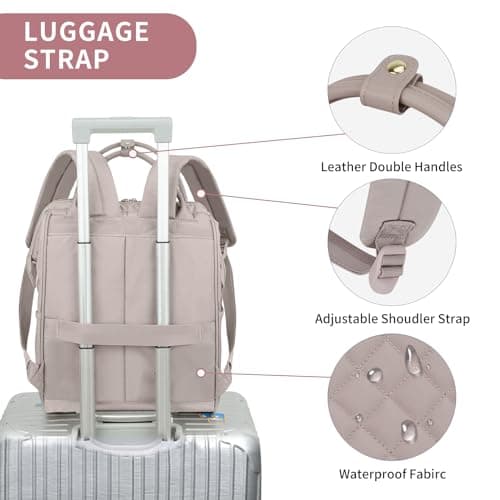 EMPSIGN 17 Inch Large Quilted Laptop Backpack for Women, Dusty Pink — view 5
