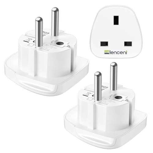 LENCENT 2 Pack UK to European Plug Adapter, Type E/F Schuko Travel Adaptor