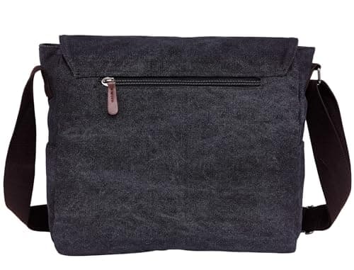 WTiger Canvas Messenger Bag, 15.6 Inch Laptop Shoulder Bag for Men & Women, Canvas Crossbody Bag with Magnetic Buckle & Multiple Pockets, Vintage Satchel for Work, School & Travel — view 4