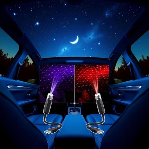 Gowxs 2Pcs Mini LED Projection Lamp Star Night, USB Plug Night Light, Romantic Projector Light Durable Mini Projection for Car, Bedroom, Living Room, Party (Red andPurple) — view 6