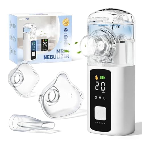 LumoAir Ultrasonic Nebuliser Machine for Adults,Portable Nebuliser for Adults & Kids 1200mAh USB-C & Self-Cleaning Nebulizer with Dry-Burn Protection,Silent 25dB Handheld Nebuliser for House Travel