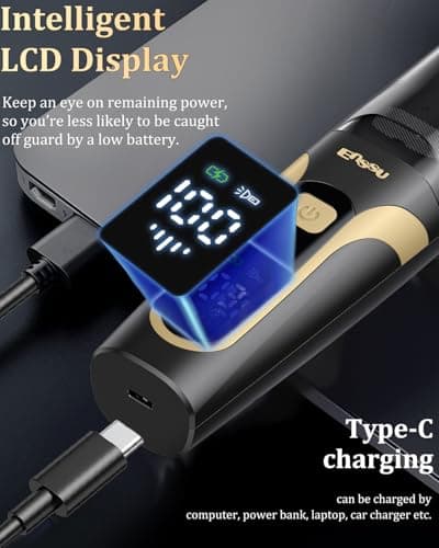 Vaccum Beard Trimmer for Men USB-C Rechargeable,Mustache Trimmer w/ 2 Combs — view 4