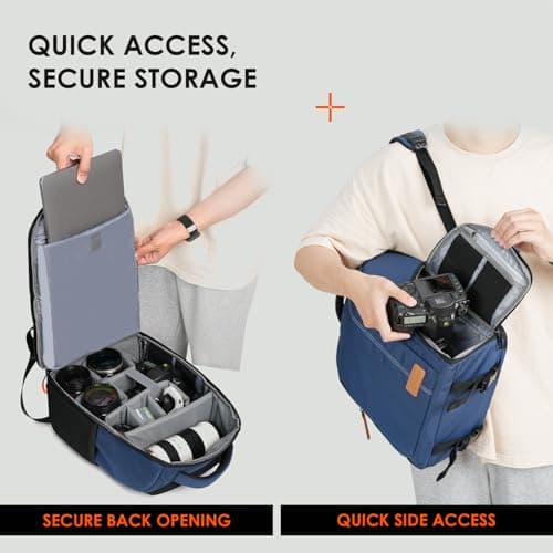 TARION Camera Bag Backpack 15L - Side Access Waterproof 15" Laptop Sleeve — view 5