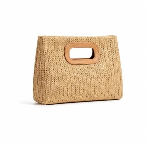 Nerciony Straw Bag for Women, Summer Raffia Clutch Bag with Detachable Strap, Boho Woven Handbag for Beach Vacation, Casual Crossbody Purse for Travel Wedding