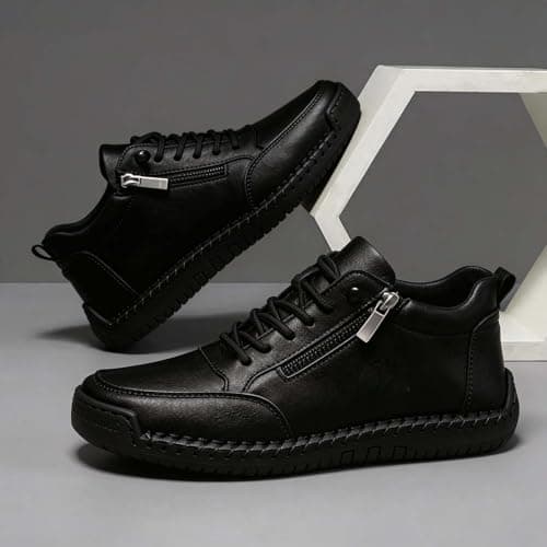 Orthopedic Trainers for Women Trainers with Side Zip Outdoor Casual Driving and Walking Shoes Comfy Shoes for Women and Mens Loafers Outdoor Non Slip Hiking Sneakers (Black, 9) — view 5