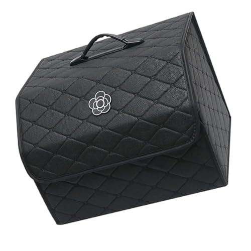 Jenngaoo Car Trunk Storage Organizer, High Capacity PU Leather Storage Box with Lid, Multipurpose Portable Car Organizer for Vehicle Accessories Trunk Storage and Travel Essentials (Black ‑ Large) — view 3