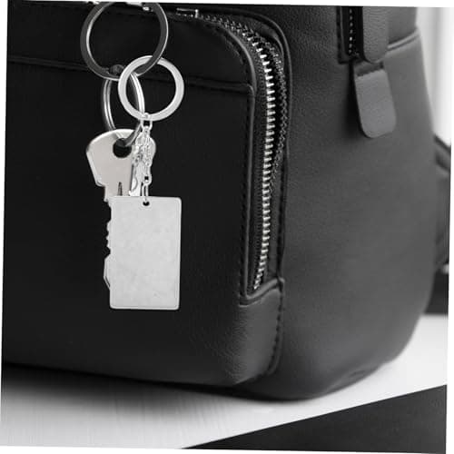 LIOOBO Stainless Steel Keychain Blanks Engravable Rectangular Metal Key Ring for Men Minimalist Key Holder Home Office Travel Accessory — view 5