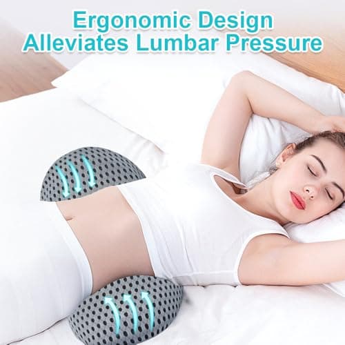 Jonuin Lumbar Support Pillow for Lower Back Pain Relief, Breathable 3D Mesh Back Support Cushion, Lumbar Support Cushion, Ergonomic Waist Support Pad for Office Chair, Driving, Travel — view 3