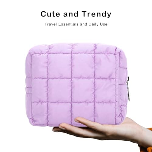 DOB SECHS Travel Toiletry Wash Bag for Women, Cotton Makeup Cosmetic Organizer Storage Bag for Girls, Purple 8 inch — view 6