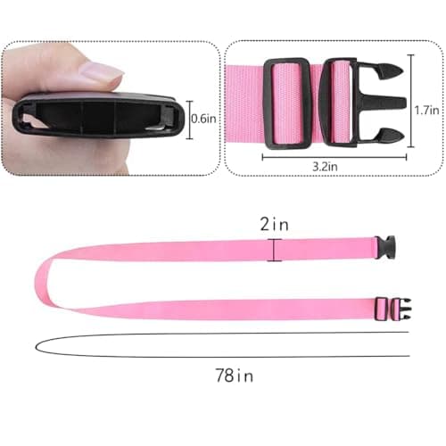 Luggage Straps - Suitcase Straps, Adjustable Luggage Belt, Thickened Packing Belts, Baggage Security Straps, Travelling Luggage Accessories for Handbag, Luggage, Suitcase, Carts (Pink, 2PCS) — view 2