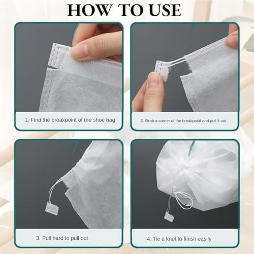 10Pcs Travel Shoe Bags Non-Woven Fabric Disposable Drawstring Shoe Covers for Sneaker Cross Trainer Tote Handbags Purses Running Shoes — view 3