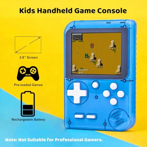Handheld Game Console for Kids Pre-loaded 289 Video Games, Travel-friendly Handheld Video Game Console with 2.8" Color Screen, Rechargeable Battery, Handheld Electric Game Player for Boy Girl — view 2