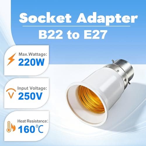6 Pack B22 to E27 Light Bulb Adapter, Bayonet Cap BC to Edison Screw ES Socket Converter, Universal Lamp Holder for LED Bulbs, Ceiling Fans, Floor Lamps & Hanging Light Fittings, 6PCS — view 3