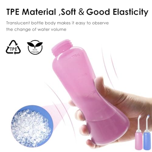 Peri Bottle Postpartum 2 Pack, RUFCRIL 500ml Perineal Wash Bottle, Portable Bidet with Carry Bags, Boilable TPE & Leak-Proof Sealing Rings, Postpartum Essentials, Hospital Bag — view 2