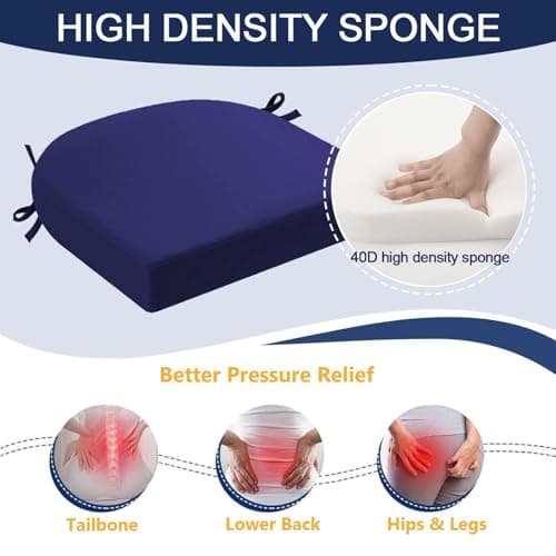 Waterproof Outdoor Chair Cushions U shaped cushions with straps and zippers perfect for patios gardens camping and indoor use (7 pack 50x50x5cm) — view 6