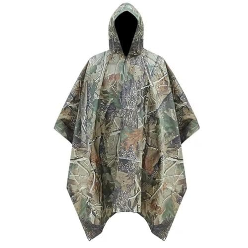 TRIXES Camouflage Waterproof Rain Poncho, Lightweight for Adults - Hiking, Festivals, Travelling and More