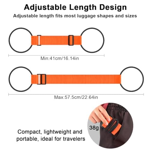 Luggage Connector Straps for Suitcases Adjustable Flexible Luggage Accessories Elastic Fastening Bag Strap Orange — view 2