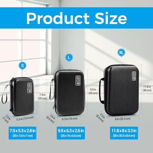 ProCase Hard Travel Electronic Organizer Case for MacBook Power Adapter Chargers Cables Power Bank Apple Magic Mouse Apple Pencil USB Flash Disk SD Card Small Portable Accessories Bag -XL,Black — view 2